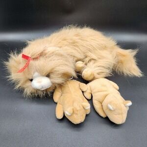 Commonwealth Tan Kit'n Meowing Kitties‎ Vintage 1991 Plush Cat Mother Kitten 90s